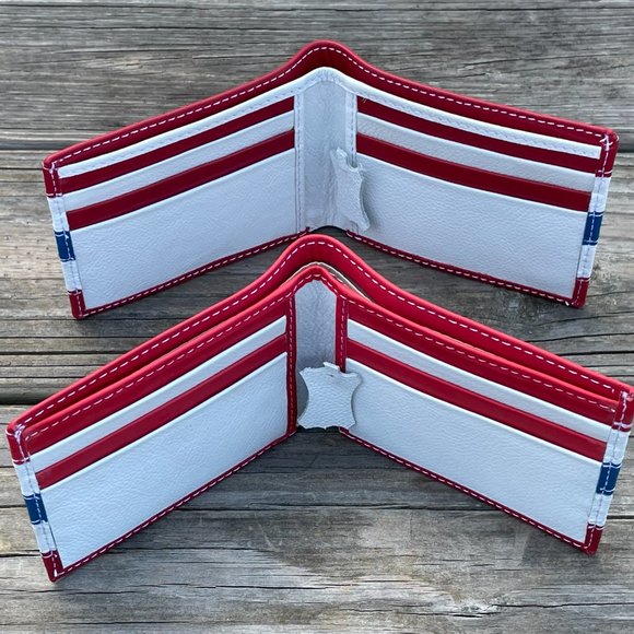 Multicolor Men Wallet US Flag Bifold Cardholder Handmade Genuine Leather Men Pur - Picture 10 of 12